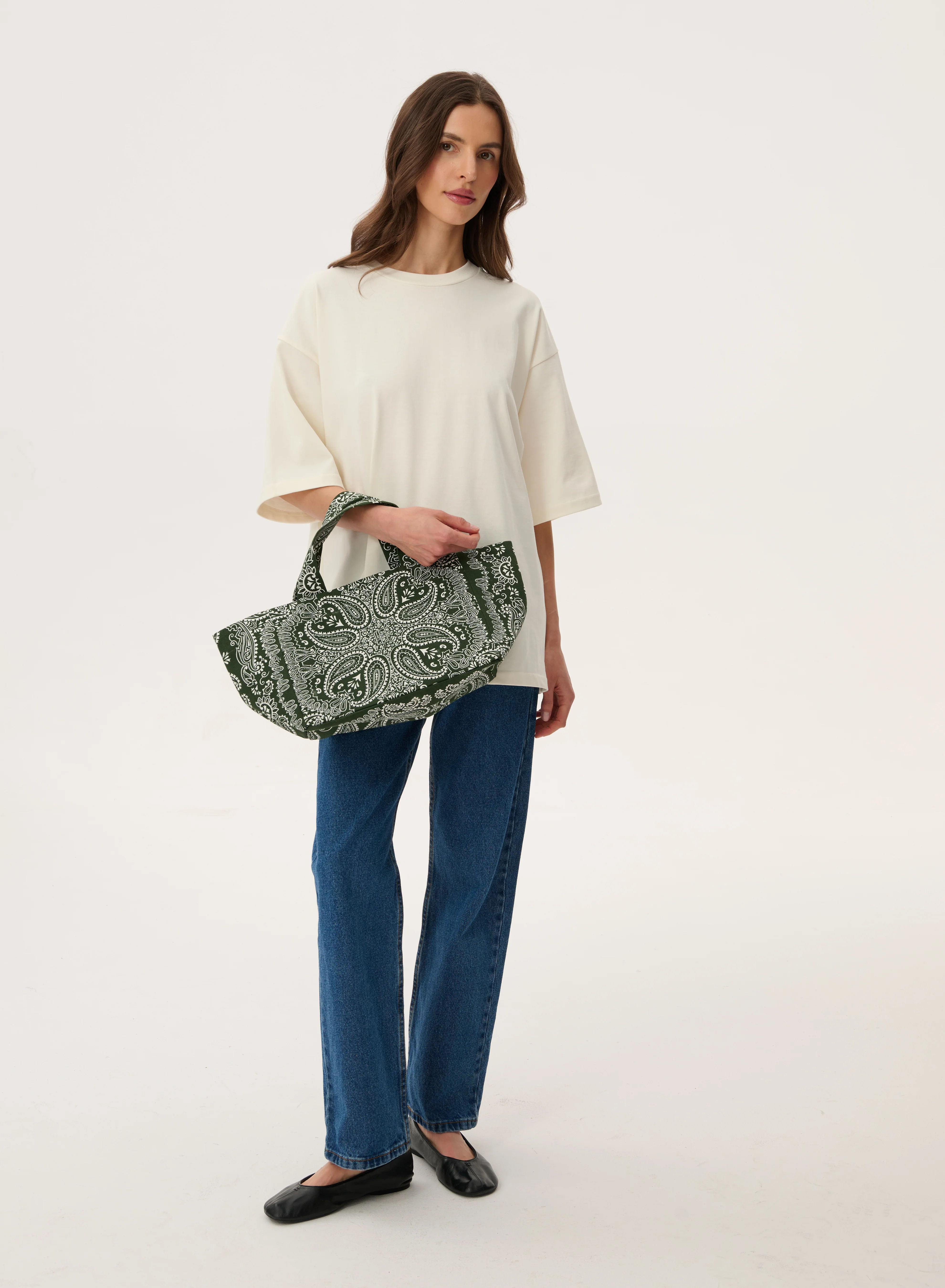 Torba mini typu shopper zielona z printem - Mia - Image 2