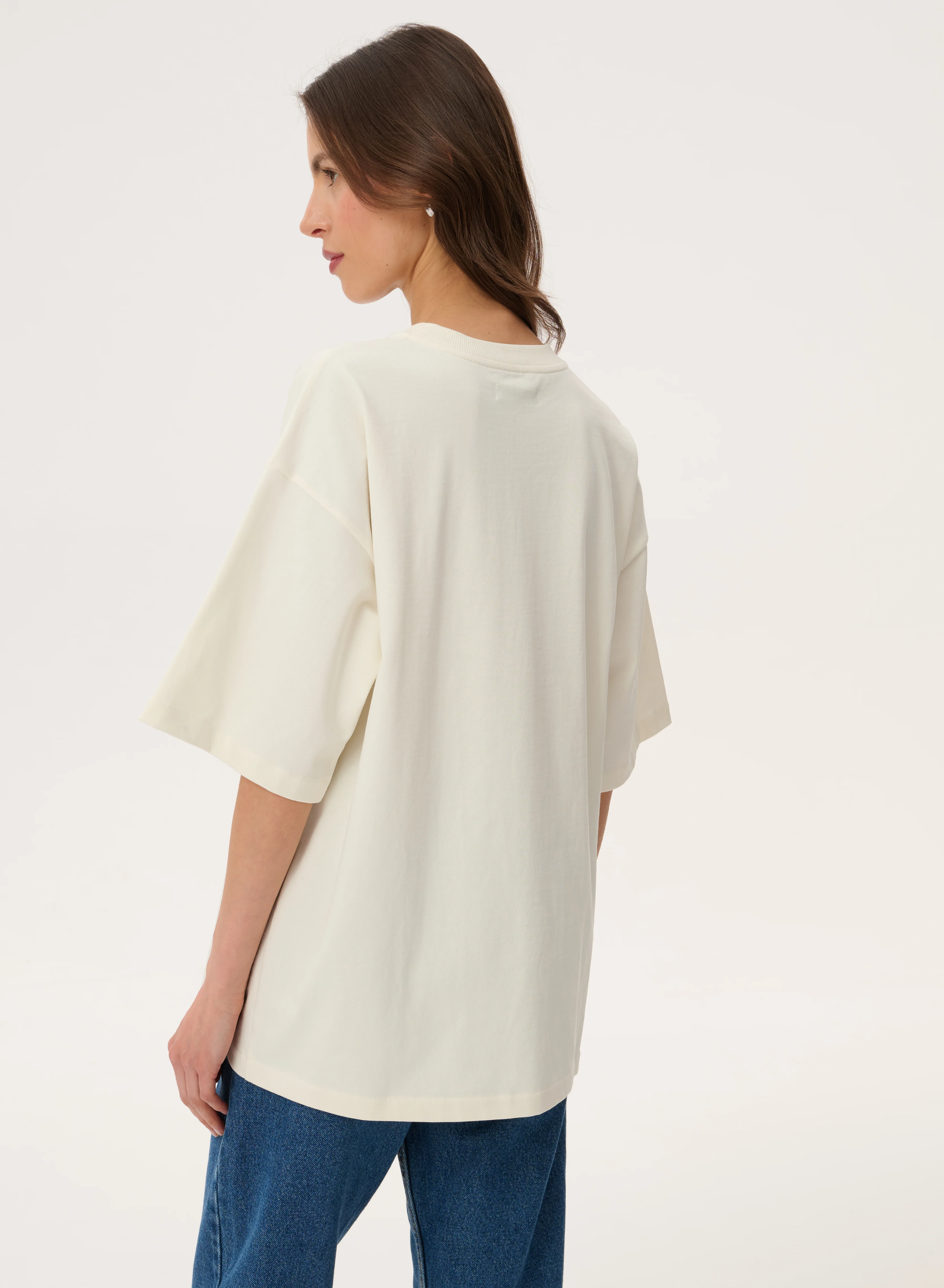T-shirt oversize z nadrukiem bandany w kolorze ecru - Weston - Image 4